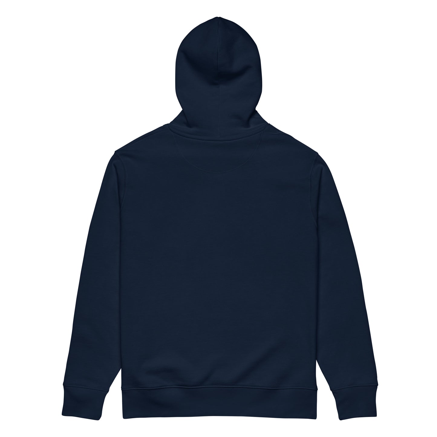 Organic navy blue hoodie - back view