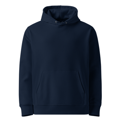 Navy blue organic cotton hoodie front view
