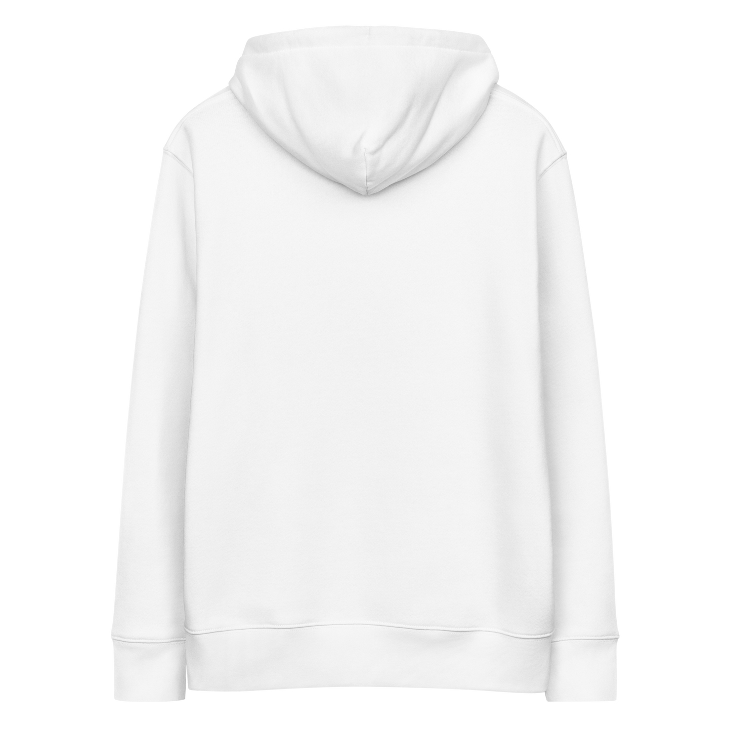 White organic cotton hoodie back view
