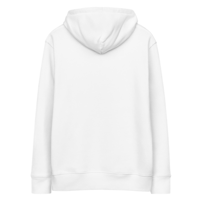 White organic cotton hoodie back view
