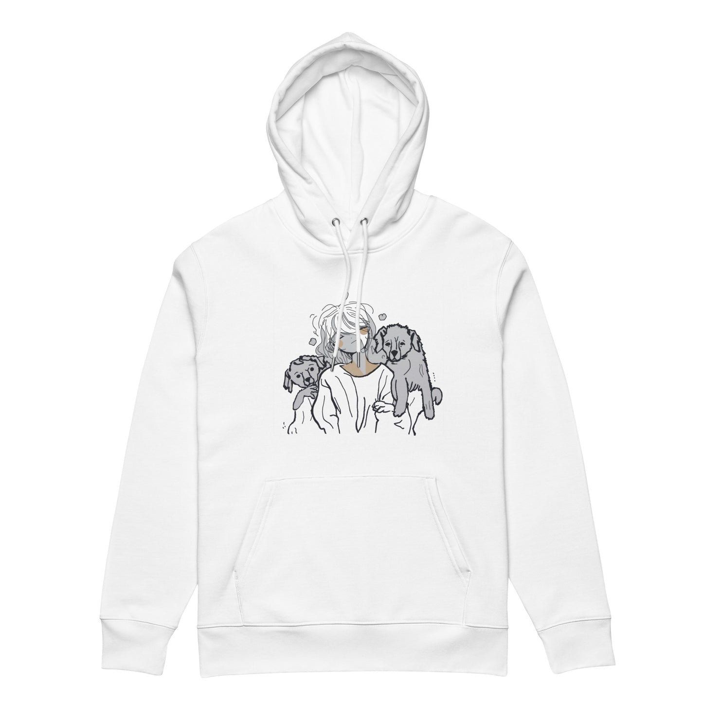 White organic cotton hoodie with dog lover print

