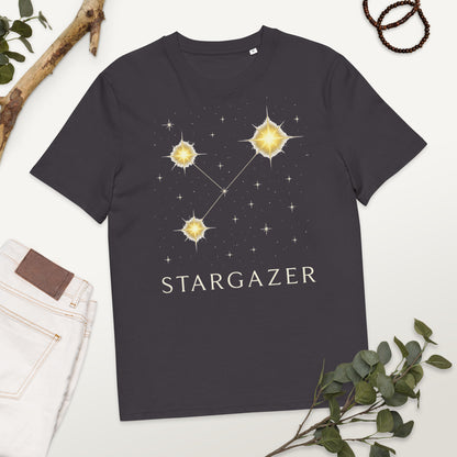 Charcoal grey organic cotton t-shirt with constellation print
