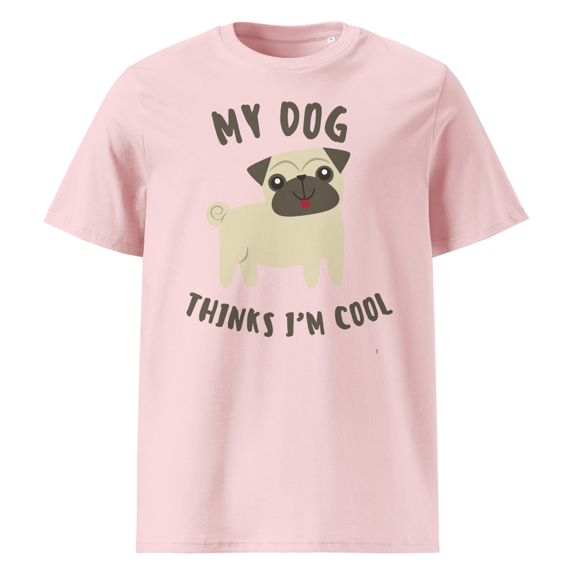 Pink organic cotton t-shirt with pug print
