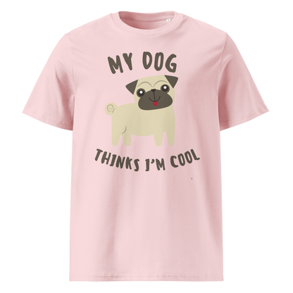 Pink organic cotton t-shirt with pug print
