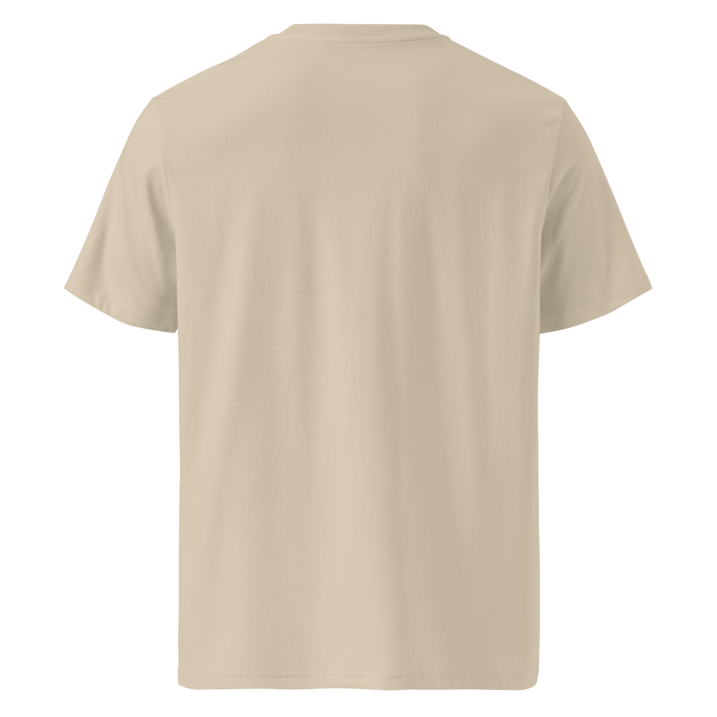 Beige organic cotton t-shirt back view
