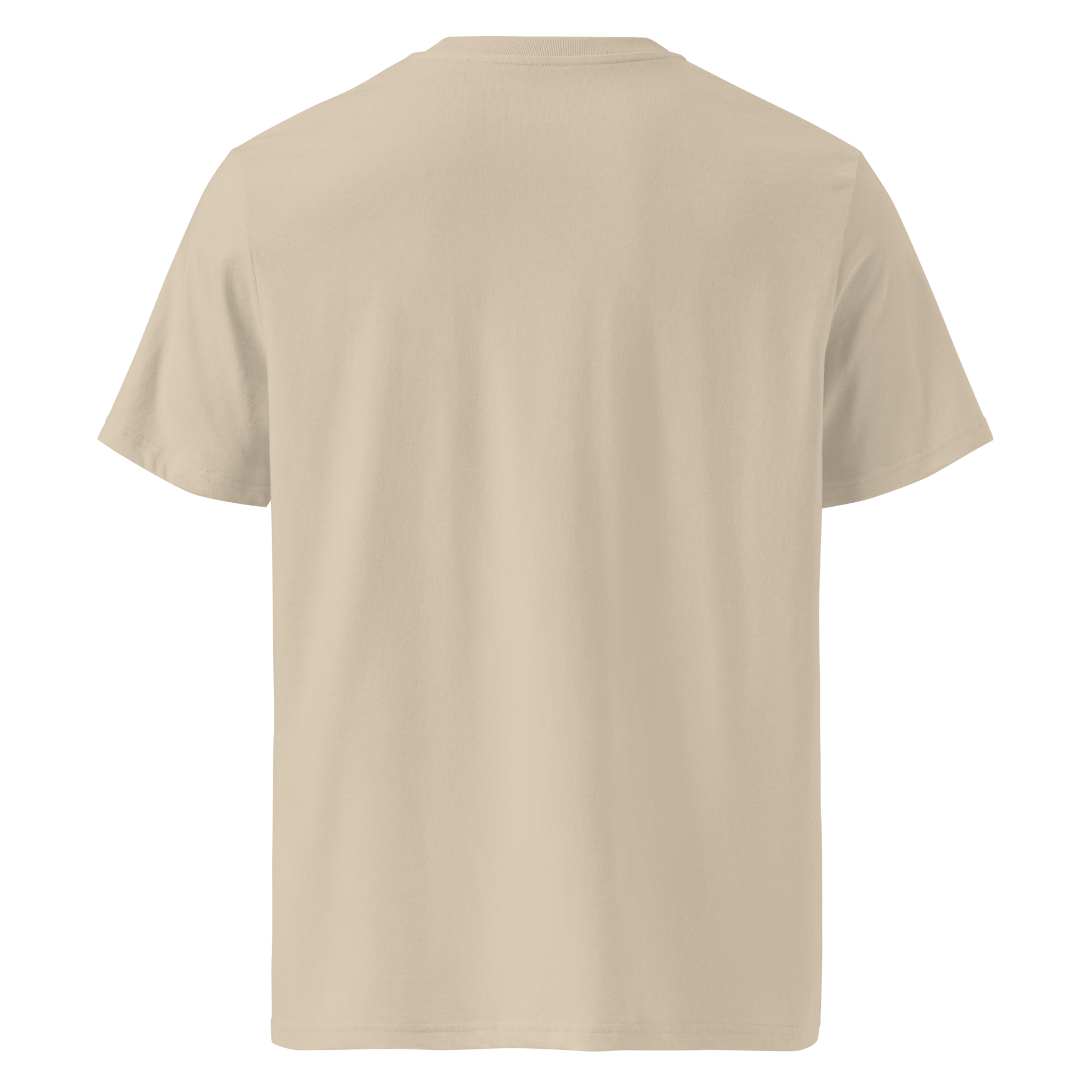 Beige organic cotton t-shirt back view
