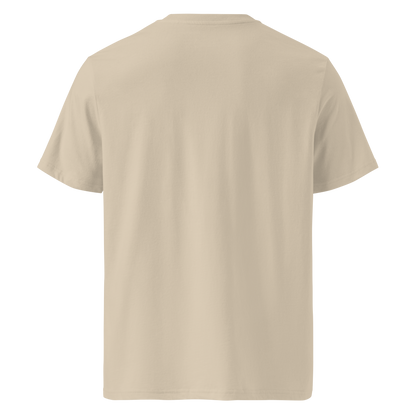 Beige organic cotton t-shirt back view

