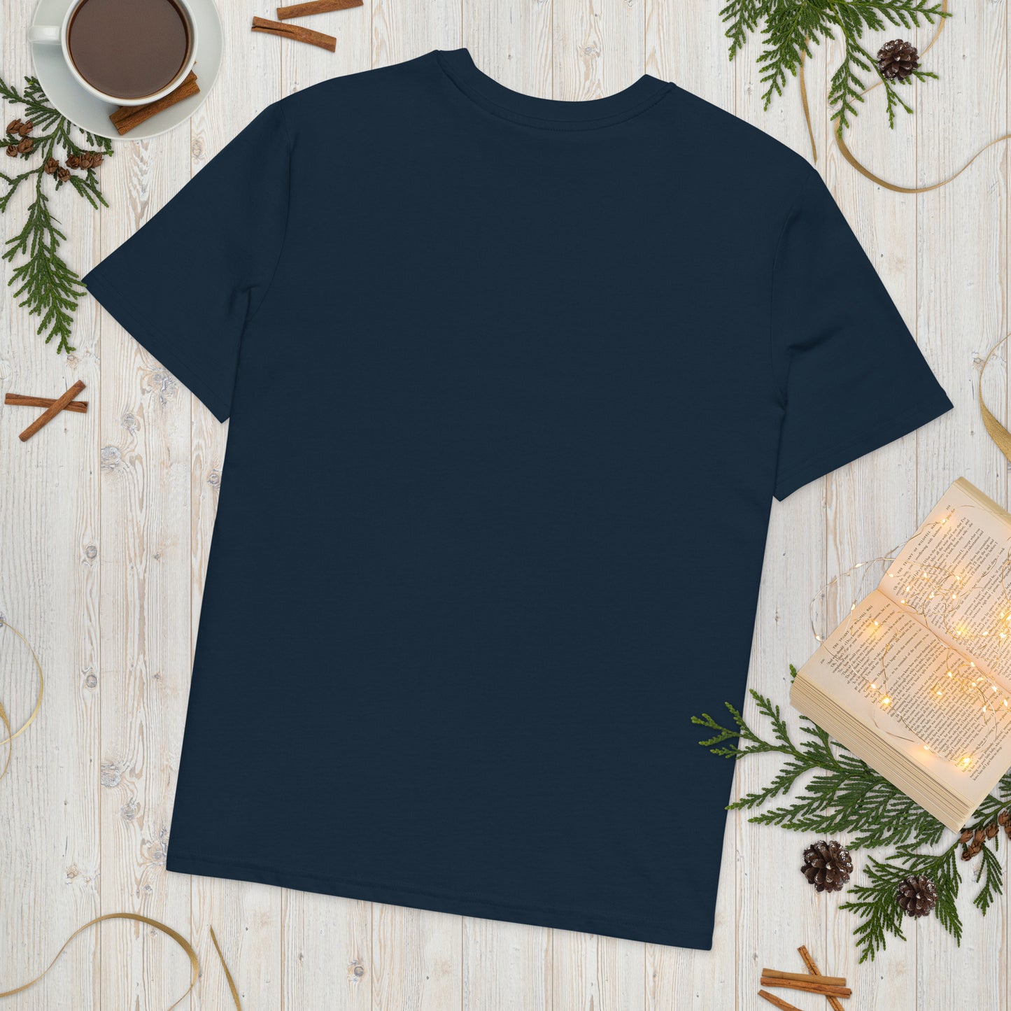 Navy blue organic cotton t-shirt back view

