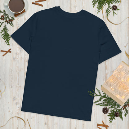 Navy blue organic cotton t-shirt back view

