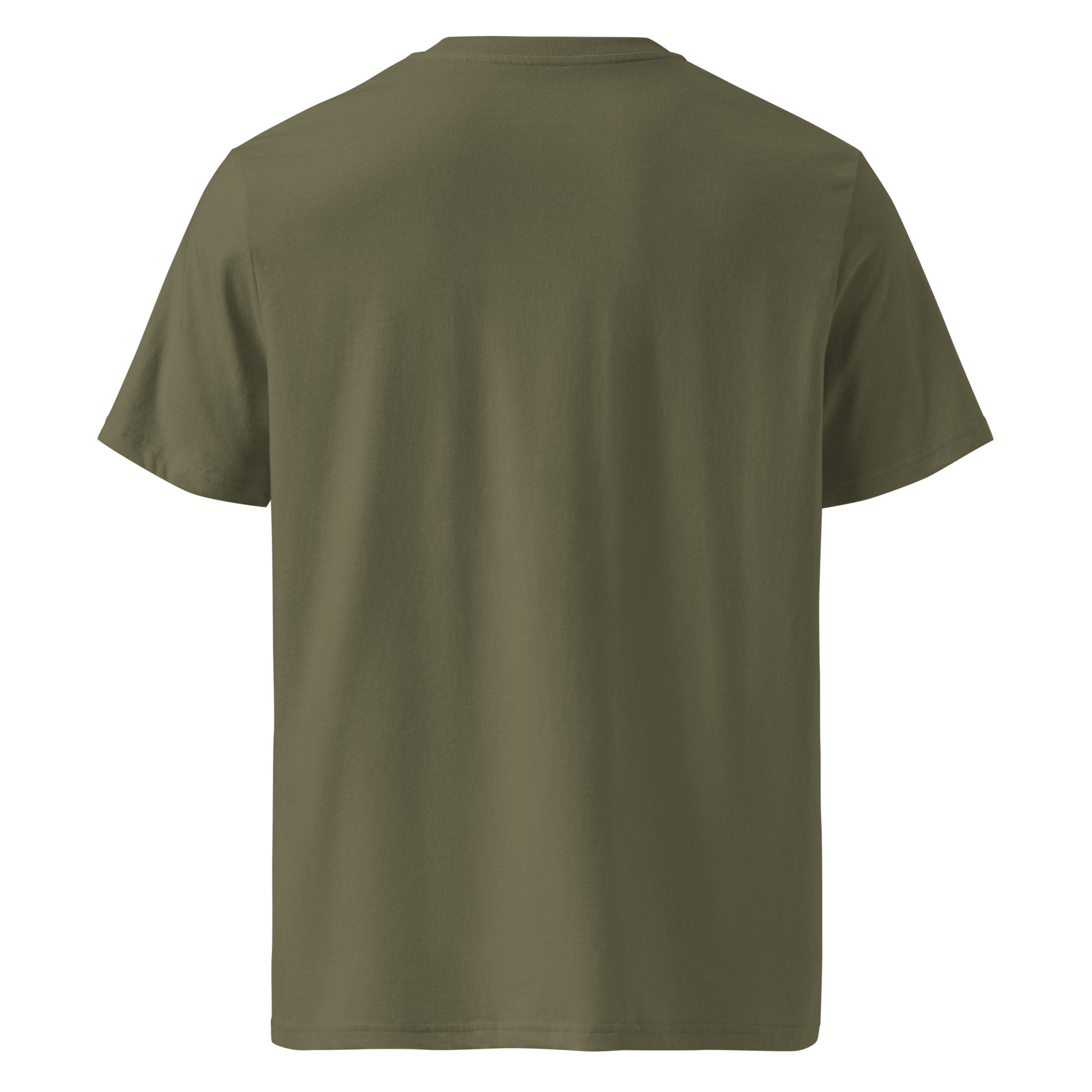 Khaki organic cotton t-shirt back view
