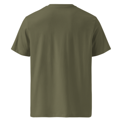 Khaki organic cotton t-shirt back view
