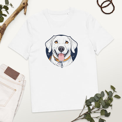 White organic cotton t-shirt with dog print
